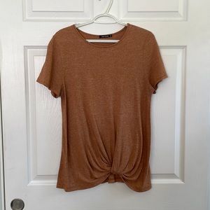 Pink Clover - Denver Knot Front Knit Top | M | Camel